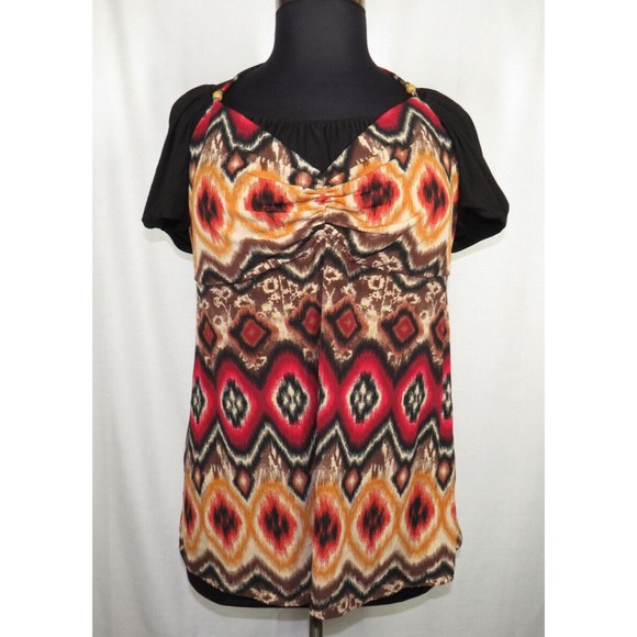 Vintage L.A. Blues Women's Southwestern Print Layered Look Blouse Plus 18-20 - Picture 4 of 11